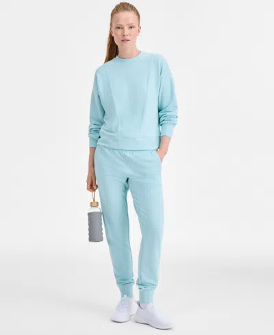 Id Ideology Women's Ottoman-rib Jogger Pants, Created For Macy's In Blue