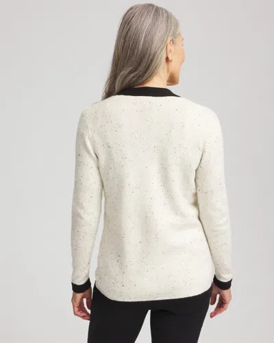 Chico's Tipped Lady Jacket Cardigan Sweater In Cream In White