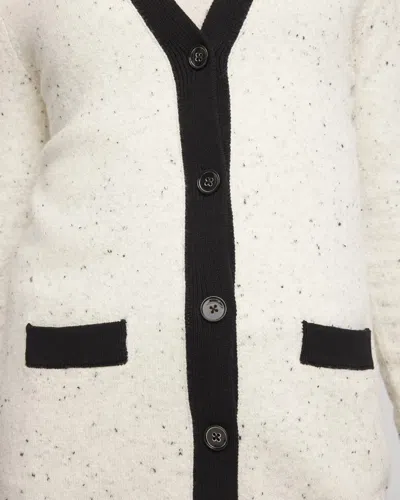 Chico's Tipped Lady Jacket Cardigan Sweater In Cream In White