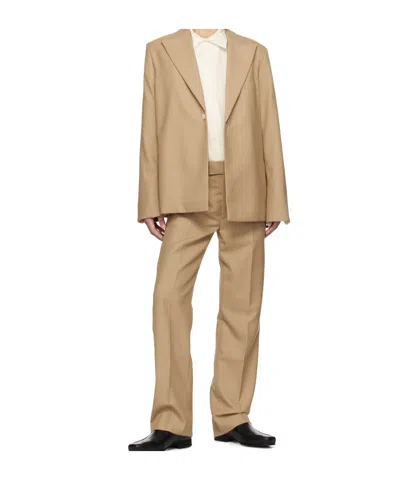 Séfr Single Breasted Blazer Notch Lapel Chest Pocket In Brown