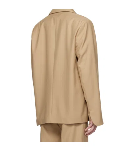 Séfr Single Breasted Blazer Notch Lapel Chest Pocket In Brown