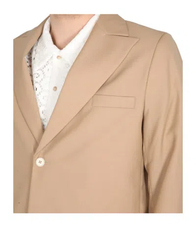 Séfr Single Breasted Blazer Notch Lapel Chest Pocket In Brown