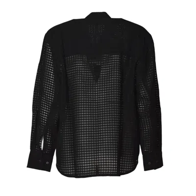 Séfr Grid-patterned Long-sleeve Shirt With Button-down Front In Black