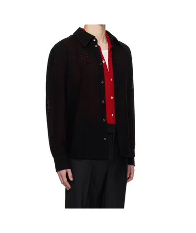 Séfr Grid-patterned Long-sleeve Shirt With Button-down Front In Black