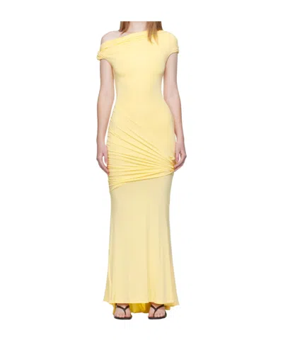 Paris Georgia Pascal Asymmetrical Draped Dress In Yellow