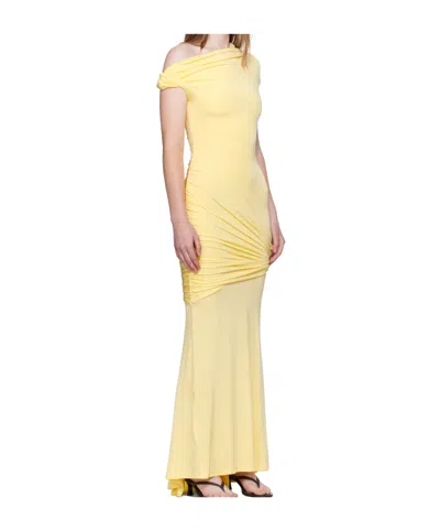 Paris Georgia Pascal Asymmetrical Draped Dress In Yellow