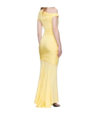 Paris Georgia Pascal Asymmetrical Draped Dress In Yellow