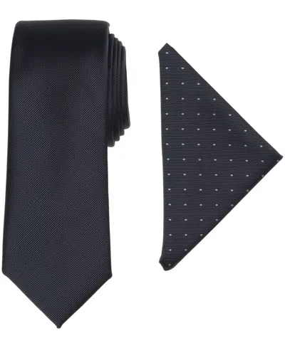 Alfani Men's Modern Textured Tie & Pocket Square Set, Created For Macy's In Black
