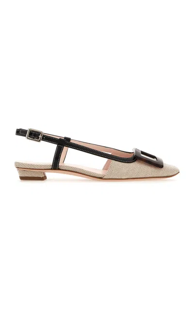 Roger Vivier Belle Vivier Slingback Ballerinas In Canvas In Brown