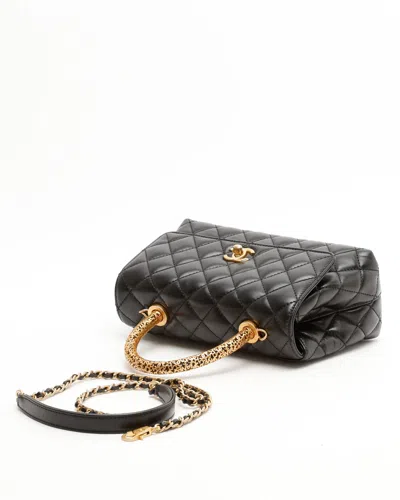 Pre-owned Chanel Small Signature Coco Handle Bag In Black