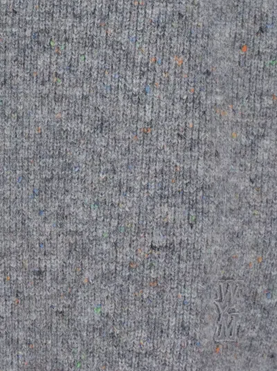 Wooyoungmi Grey Crewneck Cardigan With Logo Detail On The Rear In Wool Blend Man In Gray