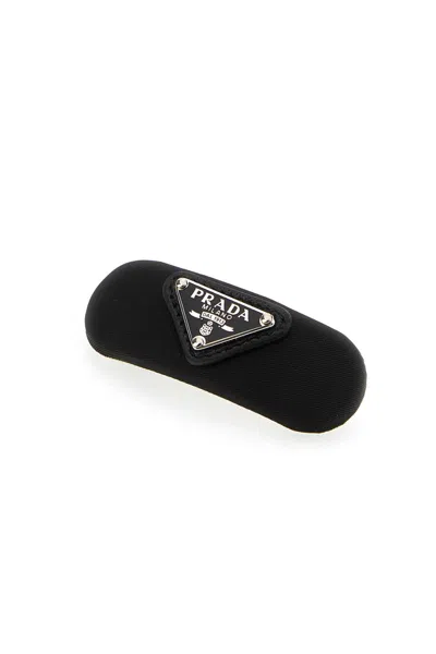 Prada Rectangular Fabric Hair Accessory Clip In Black