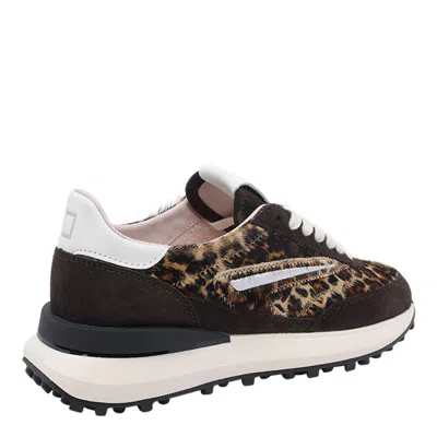 Date D.a.t.e. Leopard Print Pony Skin And Suede Running Sneakers In Black
