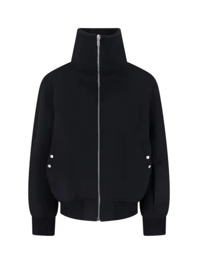 Rick Owens Structured Black Sports Jacket With Ribbed Details And Matte Finish In Blue