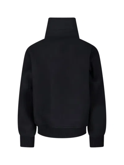 Rick Owens Structured Black Sports Jacket With Ribbed Details And Matte Finish In Blue