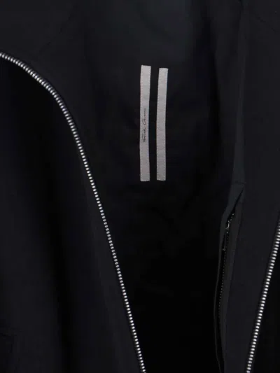 Rick Owens Structured Black Sports Jacket With Ribbed Details And Matte Finish In Blue