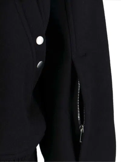 Rick Owens Structured Black Sports Jacket With Ribbed Details And Matte Finish In Blue