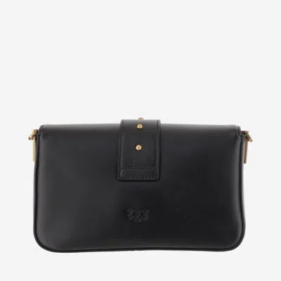 Pinko Mini Love Bag Slouchy Shoulder Bag In Leather With Two Straps In Black