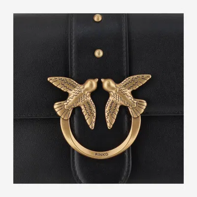 Pinko Mini Love Bag Slouchy Shoulder Bag In Leather With Two Straps In Black