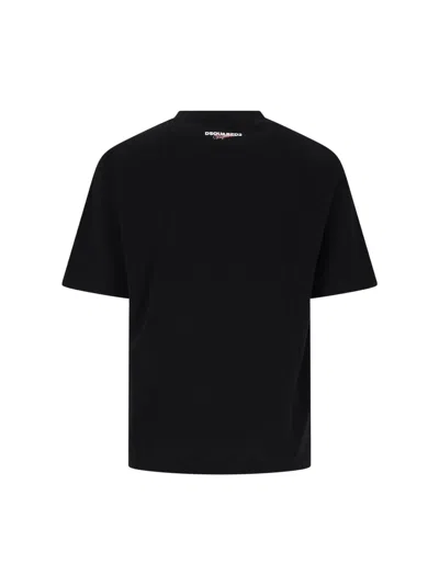 Dsquared2 Casual Cotton T-shirt With Nighttime Cityscape Print In Black