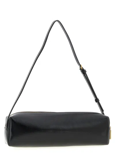 Khaite Kye Glossed-leather Shoulder Bag In Black