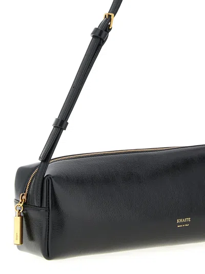 Khaite Kye Glossed-leather Shoulder Bag In Black
