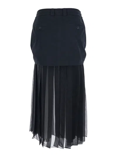 Dolce & Gabbana Black Skirt With Pleated Design And Drawstring Waist In Silk Blend Stretch Woman In Black