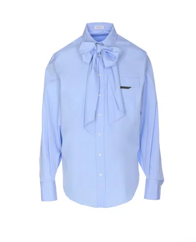 Brunello Cucinelli Bow Pocket Long Sleeve Shirt In Blue