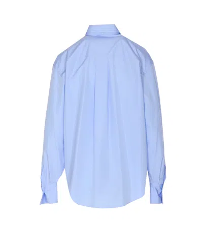 Brunello Cucinelli Bow Pocket Long Sleeve Shirt In Blue