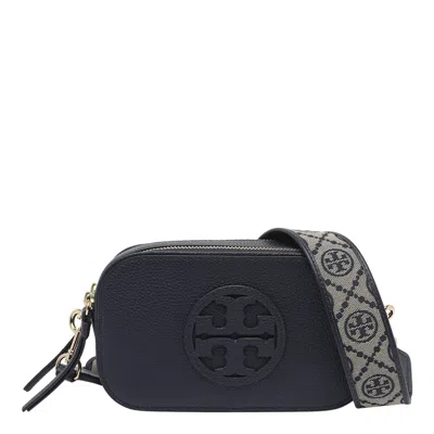 Tory Burch Mini Miller Grained Leather Crossbody Bag In Blue