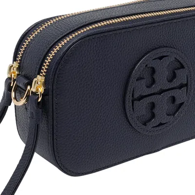 Tory Burch Mini Miller Grained Leather Crossbody Bag In Blue