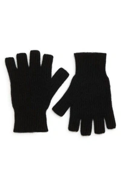 Vince Boiled Cashmere Fingerless Gloves In Black
