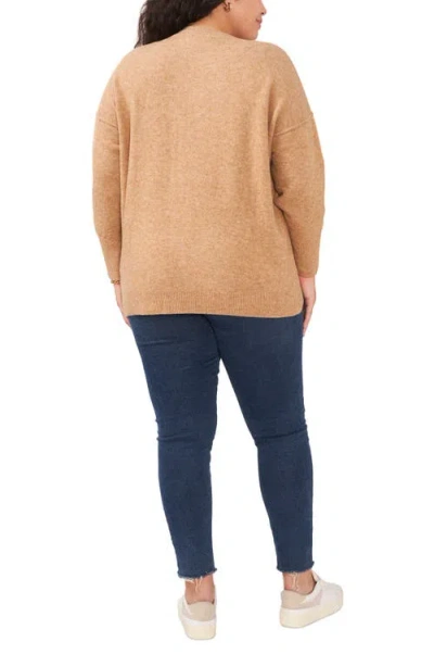 Vince Camuto Plus Size Cozy Crewneck Long-sleeve Extend-shoulder Sweater In Brown
