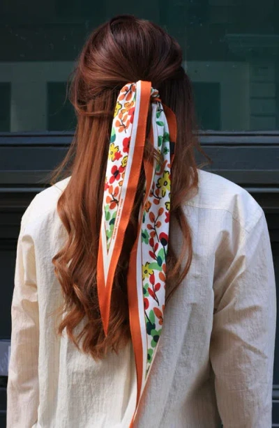 Jessie Zhao New York Silk Diamond Scarf Of Afternoon Garden In Brown