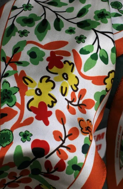 Jessie Zhao New York Silk Diamond Scarf Of Afternoon Garden In Brown