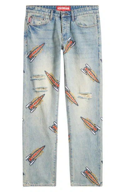 Icecream Blast Off Ripped Jeans In Brown