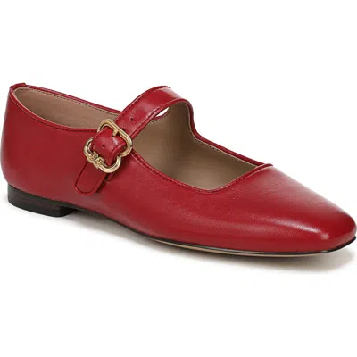 Sam Edelman Michaela Mary Jane Flat Scarlet Red Leather In Red