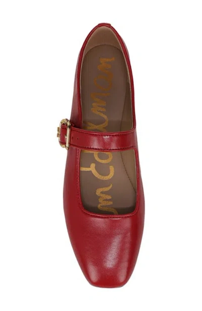 Sam Edelman Michaela Mary Jane Flat Scarlet Red Leather In Red