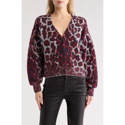 Rag & Bone Sarah Leopard Print Cardigan In Red