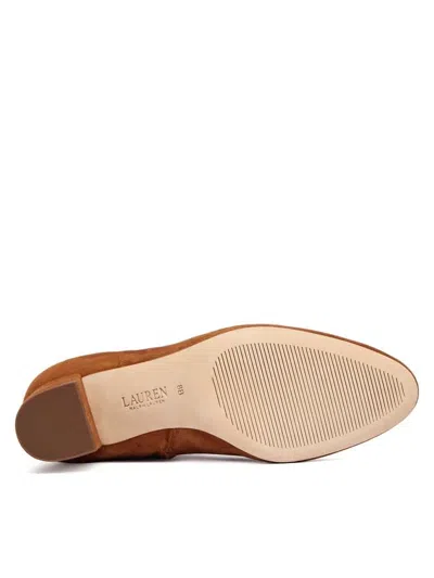 Ralph Lauren Kellie Lauren Tan Suede Block Heel Ankle Boots Siz In Brown