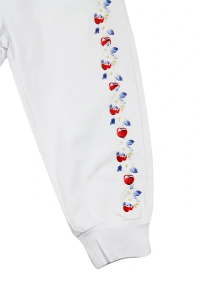 Monnalisa Cherry Fleece Joggers In White