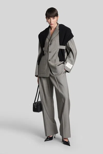 Alexander Wang Pants In Grey Wool In Gray