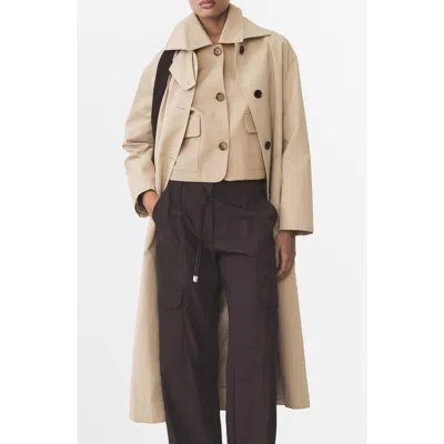 Mango Cotton Jacket With Pockets Khaki In Brown