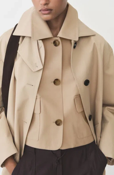 Mango Cotton Jacket With Pockets Khaki In Brown