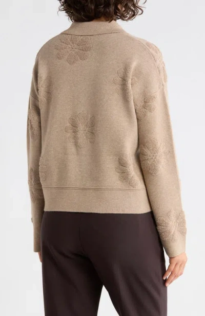 Cyrus Floral Textured Sweater Jacket In Brown