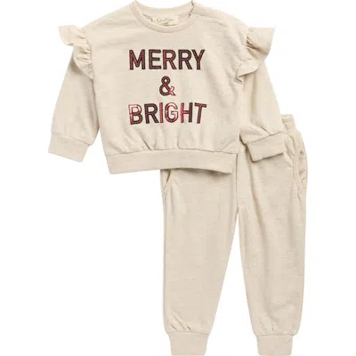 Jessica Simpson Merry & Bright Top & Joggers Set In Brown
