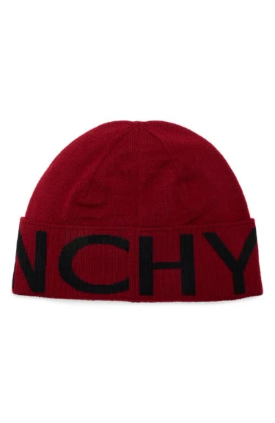 Givenchy Jacquard Logo Beanie In Red