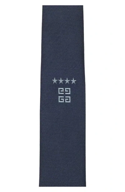 Givenchy Embroidered 4g Silk Tie In Blue