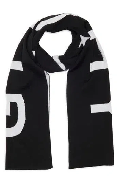 Givenchy Intarsia Logo Wool Scarf In Black