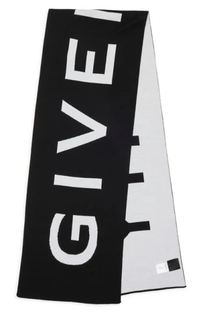 Givenchy Intarsia Logo Wool Scarf In Black